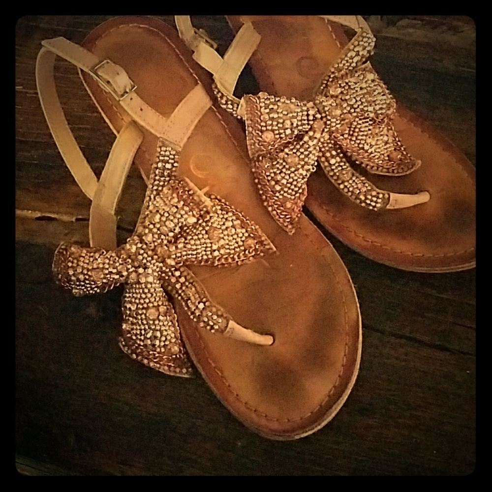 Naughty Monkey champagne sandals, size 6.5